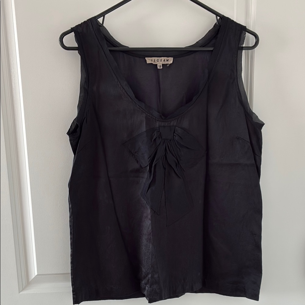 Jigsaw London Silk Black Tie Front Tank Top
Size M